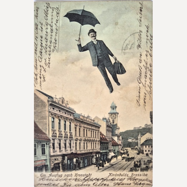Carte poștală ilustrată – „Ein Ausflug nach Kronstadt / Kirándulás Brassóba”