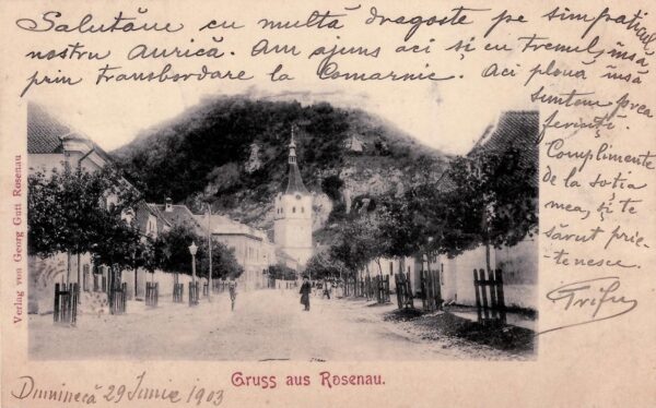 Râșnov, Rosenau, strada Bisericii / Gării